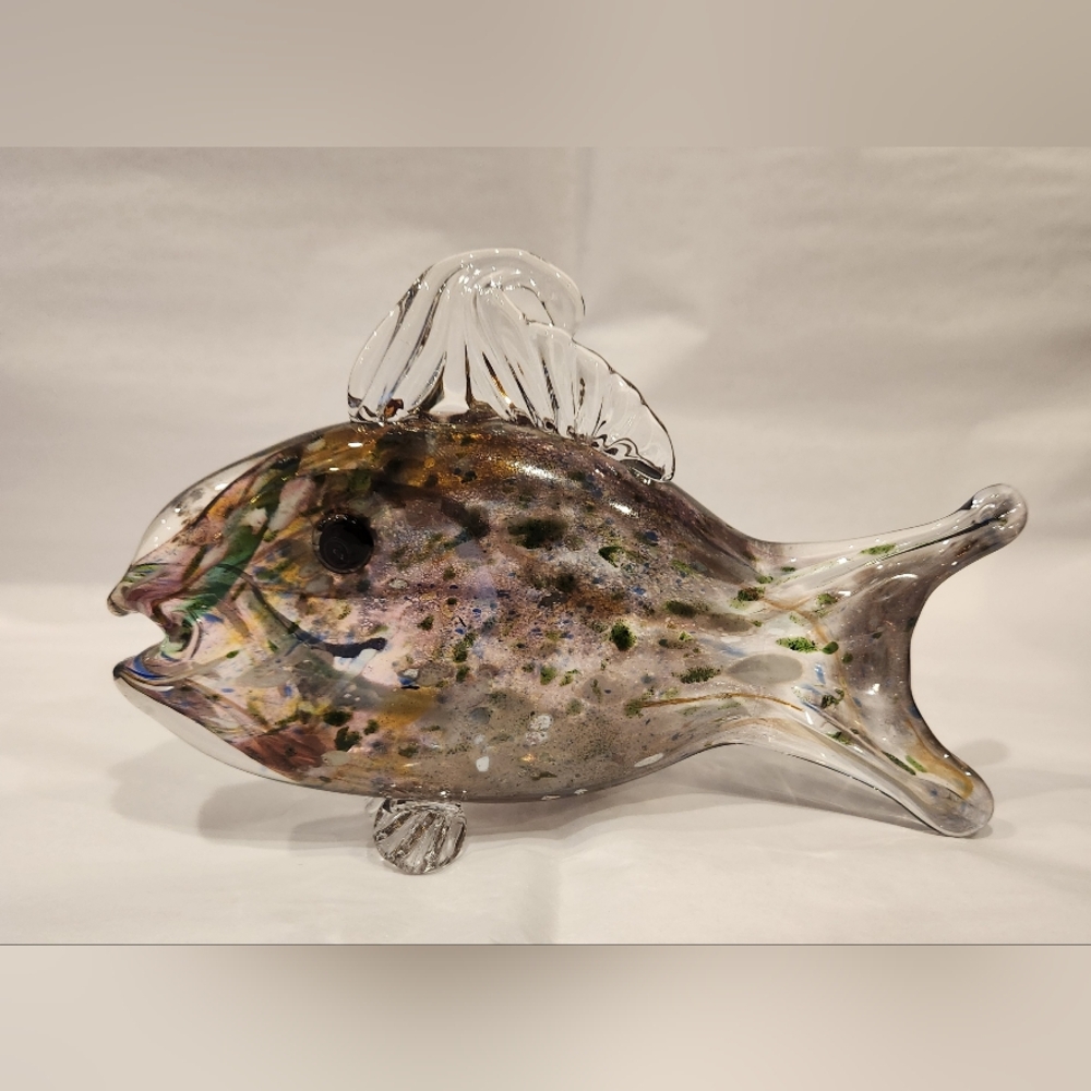 Colorful Blown Glass Fish Figurine